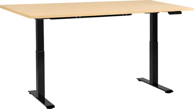 Zdjęcie produktu dla BELIANI Regulowane biurko jasnobrązowy blat czarna stalowa rama 160 x 72 cm elektryczna zmiana wysokości kwadratowe nóżki nowoczesny design