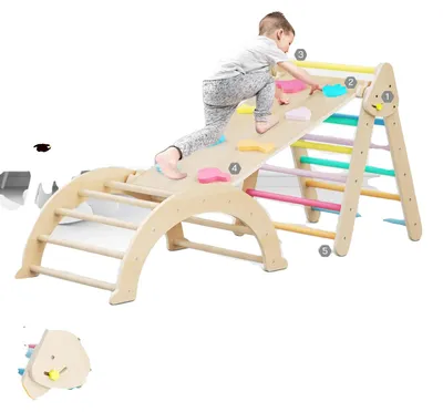 Immagine prodotto di Parco giochi per bambini piccoli, legno atossico, larghezza 30 pollici, altezza 36 pollici, sostiene 140 libbre, regolabile in altezza