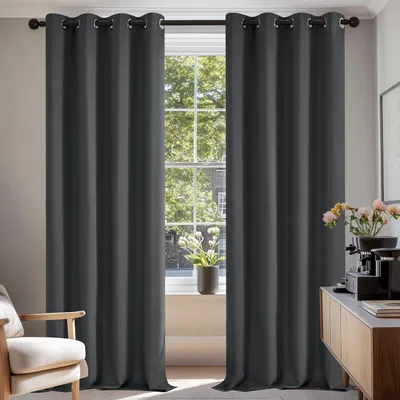 Immagine prodotto di Tende oscuranti - Tende isolanti - Tende per camera da letto che oscurano la luce - Tessuto a tre strati - 140 x 245 cm - Grigio scuro