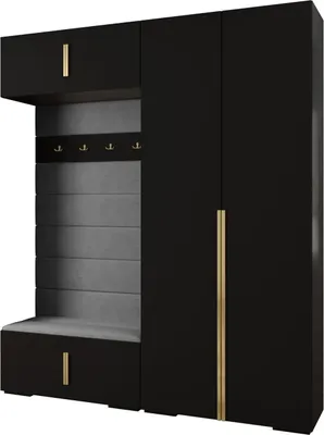 Produktbild von MEBLE KRYSPOL Inova 1 Möbelset Garderobe, 236,7x200x47cm - Schwarz, Manila 16, Gold