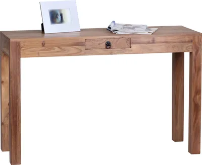 Produktbild von WOHNLING Konsolentisch MUMBAI Massivholz Akazie Konsole mit 1 Schublade Schreibtisch 120 x 40 cm Landhaus-Stil Sideboard