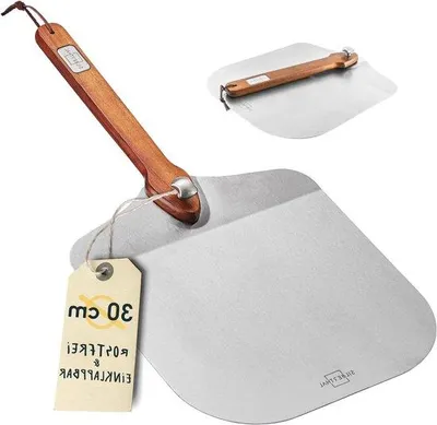 Immagine prodotto di Spatola per pizza in acciaio inossidabile - Manico in legno di acacia - 30 cm