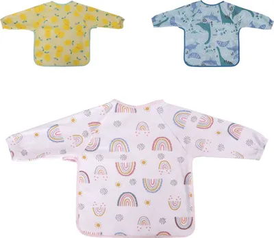 Immagine prodotto di Bavaglino Baby Care 1026026, manica lunga con motivo, chiusura automatica impermeabile rosa