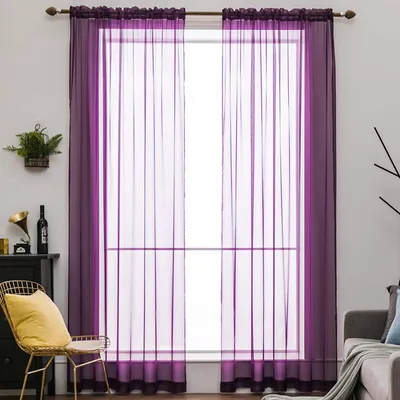 Transparente Vorhänge, 2er-Set, lila, 140 x 260 cm, Stangentasche
