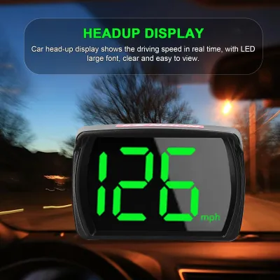 Produktbild von Auto-Headup-Display KM/H MPH GPS-Digital-Tachometer mit LED-Ladeadapter in großer Schrift für LKW-SUV-Motorräder