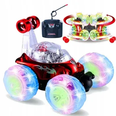 Imagen del producto de Coche acrobático Twister, de color rojo, con control remoto, giros y música para niños