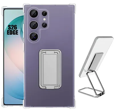 Image de Coque pour Samsung Galaxy S26 Ultra, Protection Antichoc avec Support Métal Argenté