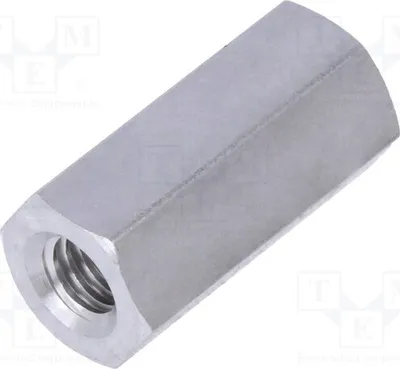 Immagine prodotto di 10 distanziatori filettati con filettatura interna M4, lunghezza 15 mm, esagonali, dimensioni 136x15. Distanziatori