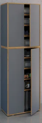 Produktbild von VCM Holz-Schuhschrank | Maße: B. 60 x H. 183 x T. 33 cm | Allzweckschrank | 9 Fächer | 4 Drehtüren - Salia Breite 60 cm