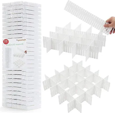 Obrázok produktu pre Nastaviteľný organizér do zásuviek, 40-dielny, biely, na ponožky