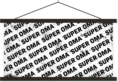 Produktbild von MuchoWow® Textilposter Muttertag - Oma - Vintage - Zitate - schwarz-weiß 120x60 cm mit schwarzem Rahmen - Dekoration Schlafzimmer