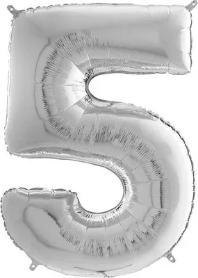 Produktbild von Folienballon Zahl 5, Silber, 66 cm Grabo