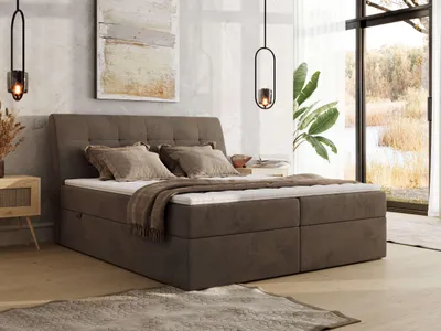 Produktbild von MKS MEBLE Boxspringbett DAGOS 140 x 200 cm mit Bettkasten & Stauraum, 7-Zonen Matratze H3 , Inkl. Topper Visco, Hotel-Design, Doppelbett mit hohem Kopfteil - Velvet