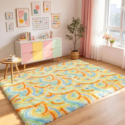 Productafbeelding van Pluizig tapijt, groen, 160 x 230 cm, geschikt voor de woonkamer