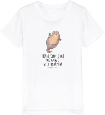 Produktbild von Mr. & Mrs. Panda Kleinkinder T-Shirt Otter Umarmen 5-6 Jahre (110/116) - Weiß - Geschenk, Teenager, Kinder, Seeotter See, Kleinkind, Kindershirt, glücklich, Optimistisch