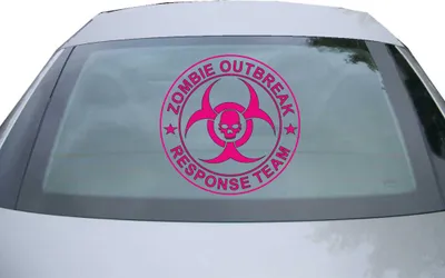 Produktbild von Indigos UG - Aufkleber Heckscheibe & Motorklappe DE2081 - pink - 600x600 mm - Zombie Outbreak Skull - Auto Scheiben Fenster Heckklappe Tuning Racing JDM - Die cut
