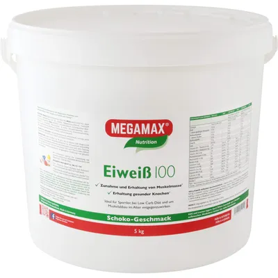 Produktbild von MEGAMAX Nutrition Eiweiß 100 Pulver Schoko-Geschmack, 5000 g Pulver