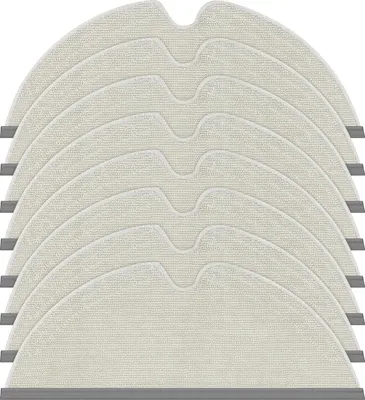 A stack of beige microfiber mopping cloths for a robot vacuum cleaner.