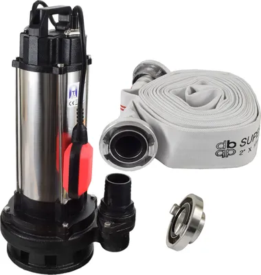 Produktbild von Agora-Tec® Bau-, Abwasser- und Schmutzwasserpumpe 1500W mit 10 Meter C-Schlauch und STORZ Kupplung
