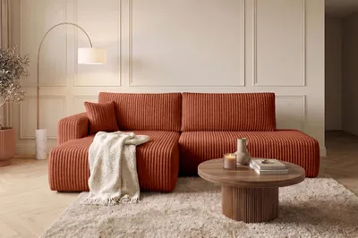 Productafbeelding van Kaiser meubel: Hoekbank met slaapfunctie en opbergruimte, bekleed met cordura-stof, kleur Tilia, links, model OPEN XL