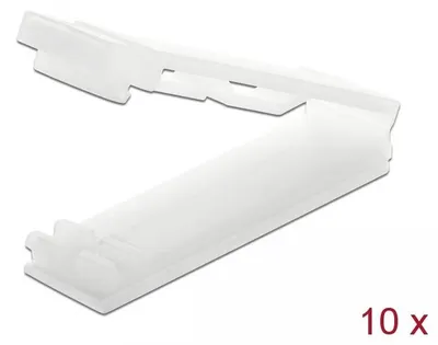 Produktbild von Delock Flachbandkabelhalter mit Verschlussclip selbstklebend natur 10 Stück