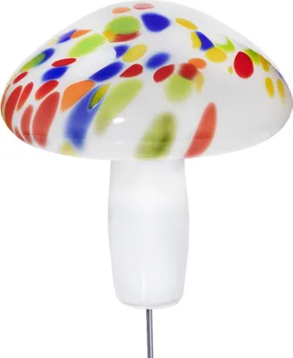 Produktbild von Glas-Pilz 20cm Gartenflair inkl. Stab weiß-bunt