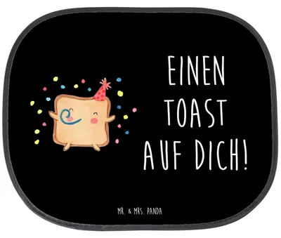 Produktbild von Mr. & Mrs. Panda Sonnenschutz Auto Toast Party - Schwarz - Geschenk, Freundin, für Autoscheiben, Fenster, Seitenscheibe, Valentinstag, Partner, saugnapf, Hochzeitstag