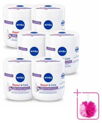 Zdjęcie produktu dla 6 x Krem do ciała NIVEA Repair & Care dla skóry wrażliwej - z 10% gliceryny i pantenolu - 400 ml - zestaw ekonomiczny - 6 sztuk