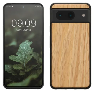 Produktbild von kwmobile Handyhülle für Google Pixel 8 Hülle Holz - Case mit TPU Bumper - Stoßfestes Hardcase - Schutzhülle Cover in Hellbraun Braun