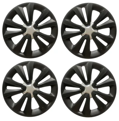 16 ZOLL in Schwarz Silber / 4x PREMIUM DESIGN Radkappen Radzierblenden "OS" in der Farbe Schwarz von F.H.U.P. OLSZEWSKI