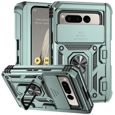 Obrázek produktu pro Pouzdro pro Google Pixel Fold dvouvrstvé pouzdro s posuvným krytem kamery a prstencovým stojánkem zelené