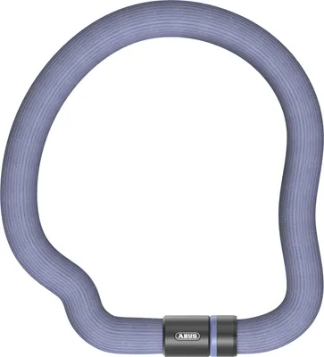 A blue bicycle lock with a gray locking mechanism is shown against a white background.
