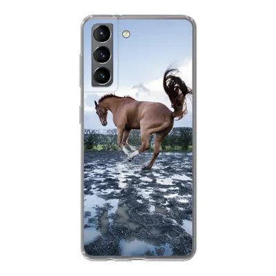 Produktbild von MuchoWow® Handyhülle Schutzhülle Hülle für Samsung Galaxy S21 Ein bockendes Pferd in den Pfützen Silikon Softcase Handy Hülle - Softcase