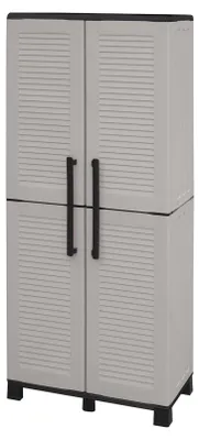 Produktbild von Dbettell-Außengarderobe, Besenschrank, 2-türiger Außenschrank, 100 % Italy, 68 x 37 x 169 cm, Hellgrau und Schwarz, gestreifte Oberfläche