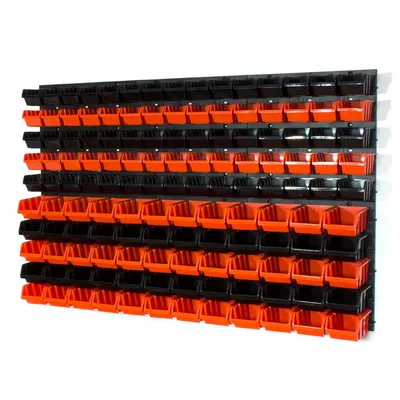Image de 135 bacs gerbables avec étagère murale 120 x 80 cm | étagère murale de stockage