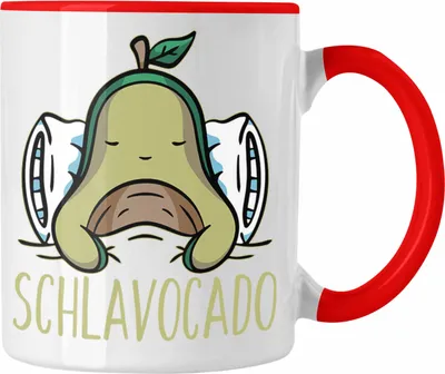 Produktbild von Trendation - Avocado Schlaf Tasse Pyjama Geschenk Lustig Witzige Geschenkideen (Rot)