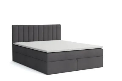 Produktbild von MR GROUP Boxspringbett mit Bettkasten ZADAR, 120x200, dunkelgrau, H3 Samtstoff, Polsterbett mit Matratze und Topper Doppelbett Bett für Schlafzimmer