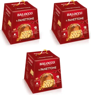 Produktbild von 3x Balocco Il Panettone Backprodukt mit Rosinen und Kandierten Früchten 1Kg
