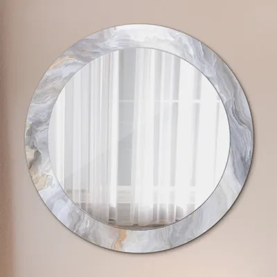 Produktbild von Modern Spiegel - Wandspiegel Design Wandmontage – Badspiegel mit Aufdruck - Rundspiegel - Abstrakt Marmor - Rund: Ø70cm