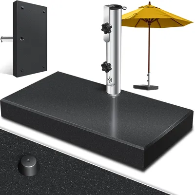 Produktbild von KESSER® Granit Sonnenschirmständer mit Edelstahlrohr, Hochwertiger Schirmständer Sockel 30KG - für Schirmstöcke bis 16-48 mm, Inkl. Transport Griff Garten Balkonschirmständer