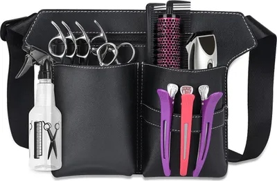 Produktbild von Friseurtasche für Profis – Große Scherentasche zum Umhängen oder als Gürteltasche, schwarz, robust & praktisch für Friseurbedarf
