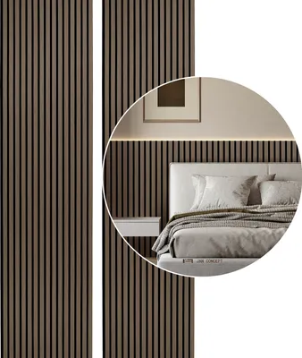 Produktbild von Bettizia Akustikpaneel Wandpaneel Moderne Wandpaneele Akustik HolzwandHolz 2 Paneele MDF Wandpaneele 120x60x2.1cm Walnuss