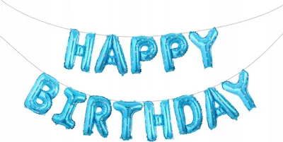 Zdjęcie produktu dla Balon HAPPY BIRTHDAY NIEBIESKI BANNER URODZINY GIRLANDA BALONOWA ZESTAW