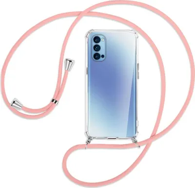 Produktbild von Handykette Backcover-Schutzhülle mit Band (Metall silberfarben) für Oppo Reno5 4G/5G - rosa