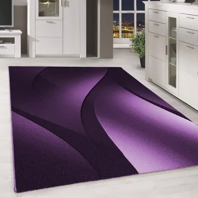 Imagen del producto de Ayyildiz Alfombras modernas y de diseño Púrpura 80x300 cm Alfombra moderna de abstracto con ondas ópticas y pelo corto, en , morado y blanco