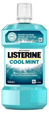Obrázek produktu pro Listerine Coolmint stn voda, 250ml - Osveujc stn voda proti zubnmu plaku a pro dlouhodob sv dech.