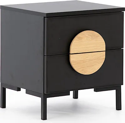 Image de Table de chevet noire design avec 2 tiroirs Meubles en bois