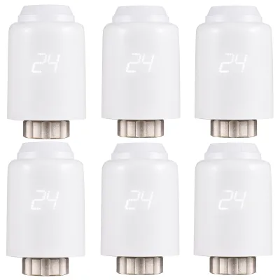 Produktbild von 6X ZigBee Elektronischer Heizkörperthermostat, Smart Radiator Thermostat Programmierbarer Thermostatventil APP-Steuerung, Sprachsteuerung Heizkörperregler kompatibel mit Alexa, Google Assistant, Fenster geöffnet, Frostschutzfunktion