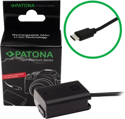 Produktbild von PATONA Premium USB-C Input Akku-Adapter für Sony NP-FW50