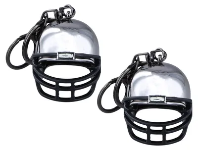 Productafbeelding van Set van 2 American Football Sleutelhangers met 3D Helm van Metaal